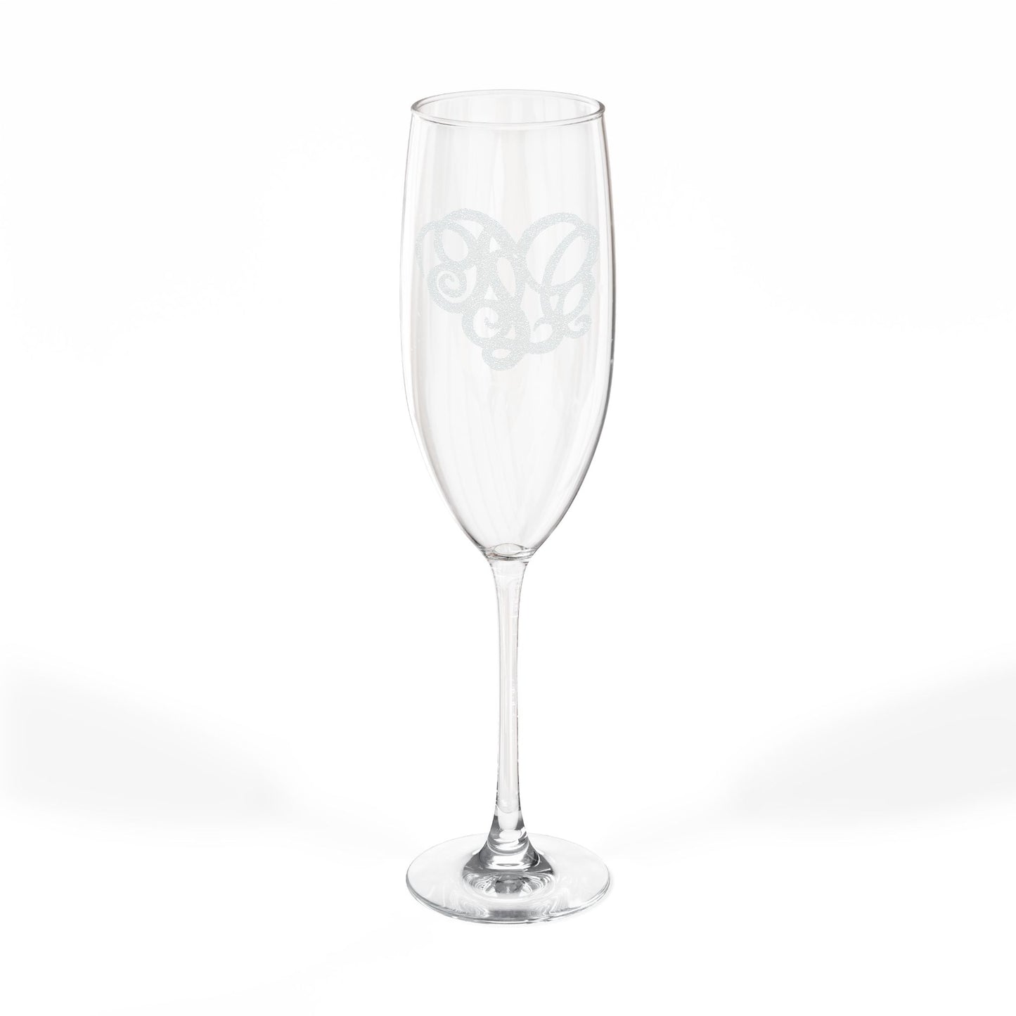 Engraved Monogram Champagne Flute – 8 oz Personalized Wedding Toast Glass