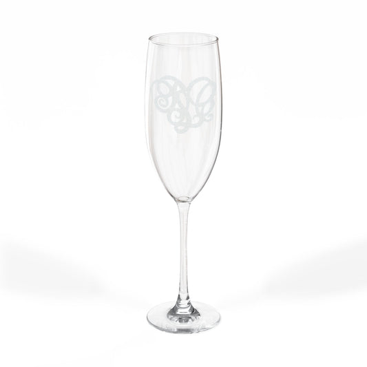 Engraved Monogram Champagne Flute – 8 oz Personalized Wedding Toast Glass