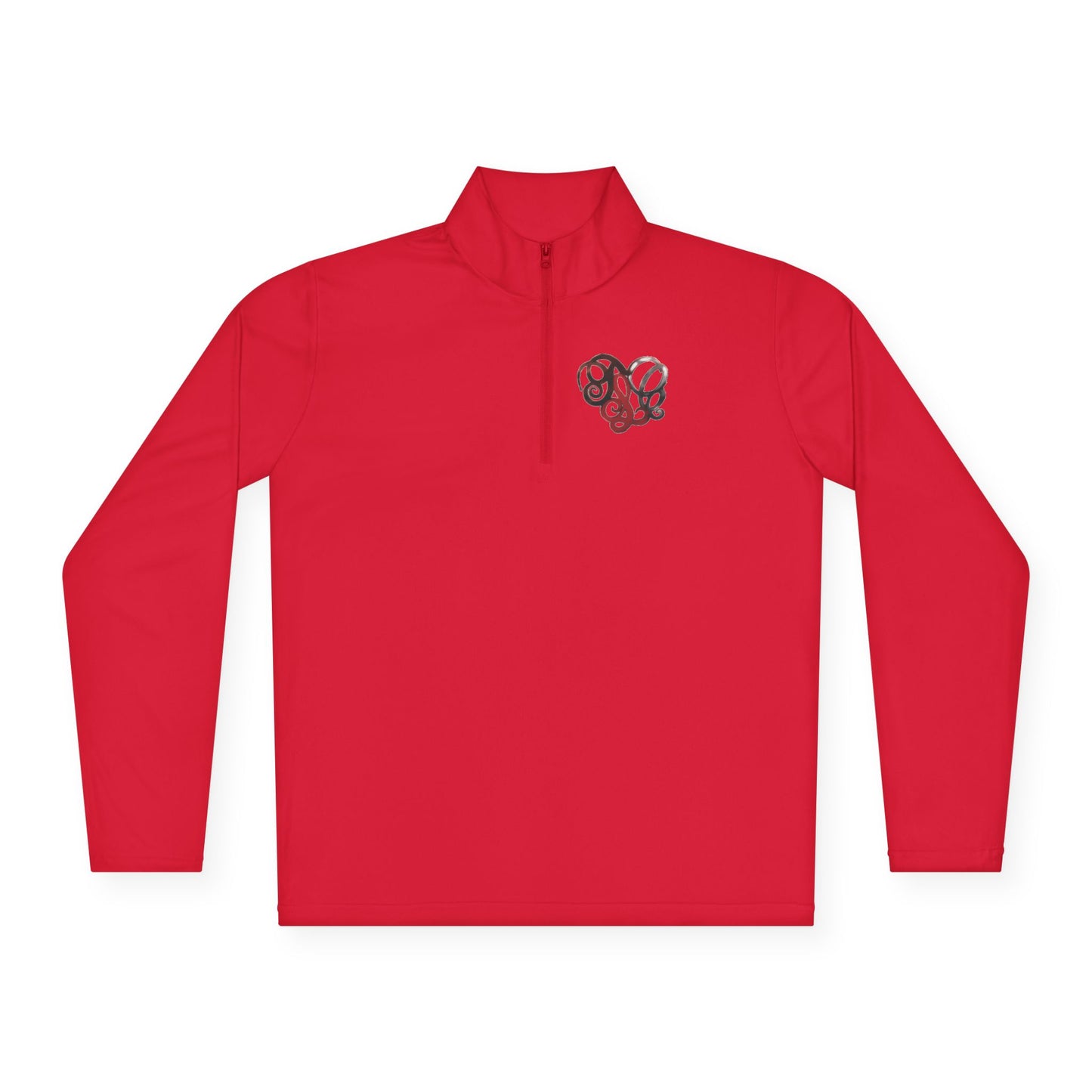 Quarter-Zip Pullover with Retro Pretzel Heart Chest Graphic