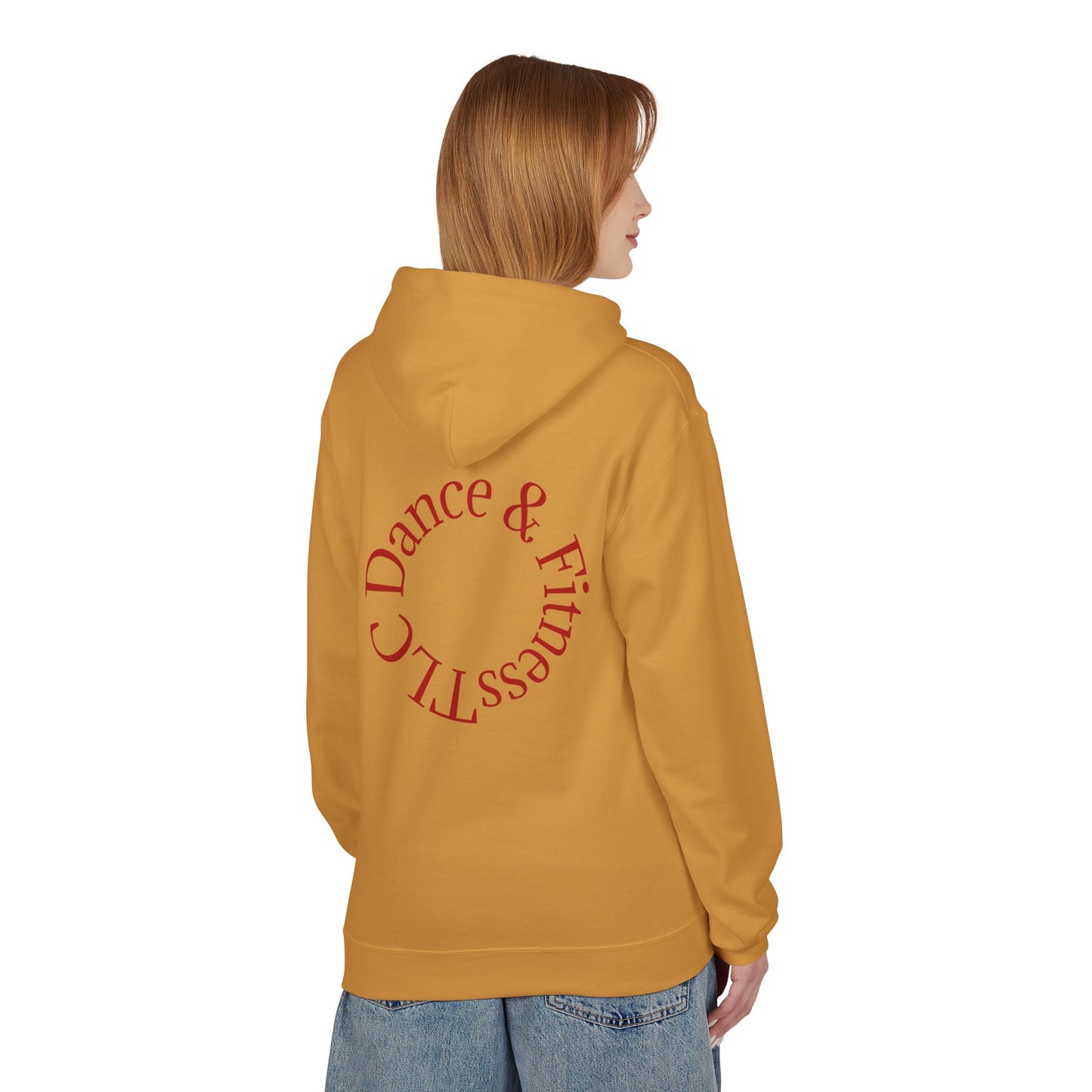Dance & Fitness Studio Hoodie — Swirl Logo Chest + Circular Back Print