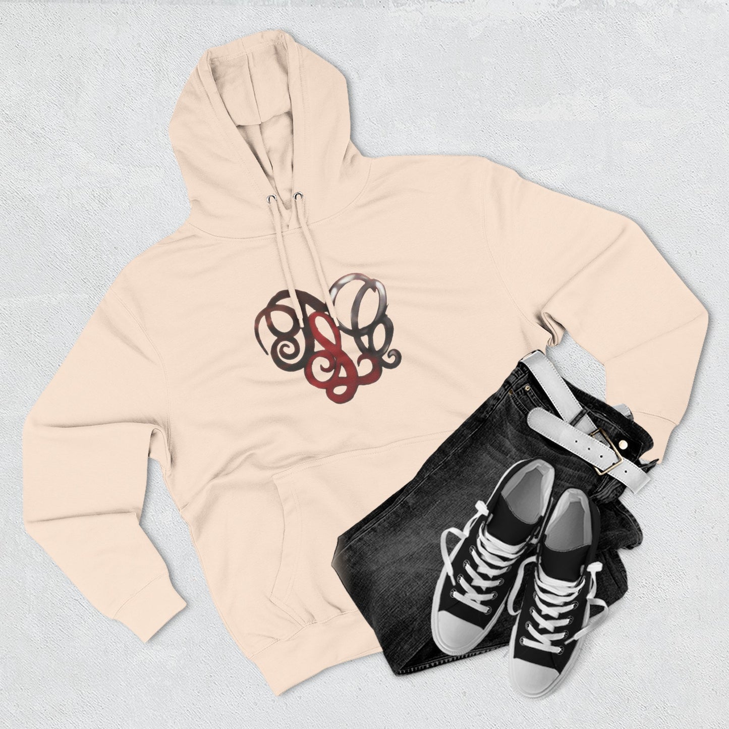 Monogram Heart Hoodie — Elegant Script Initials Pullover