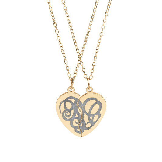 Engravable Break-Apart Heart Necklace Set – Matching Best Friends / Couples Pendant