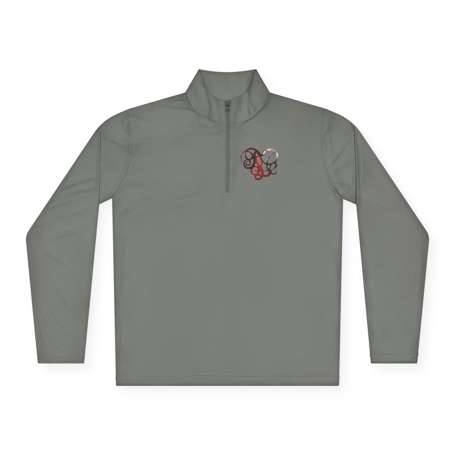 Quarter-Zip Pullover with Retro Pretzel Heart Chest Graphic