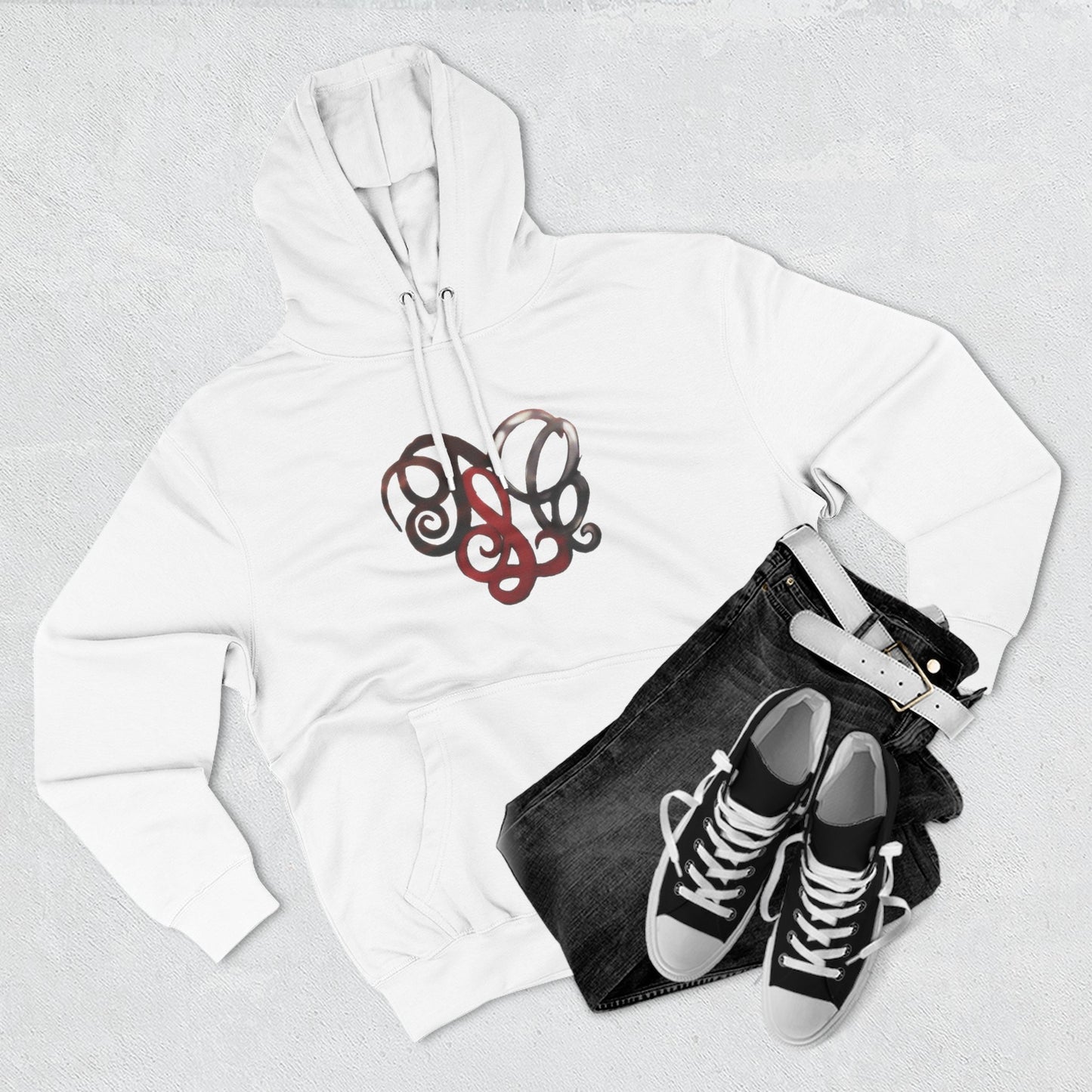 Monogram Heart Hoodie — Elegant Script Initials Pullover
