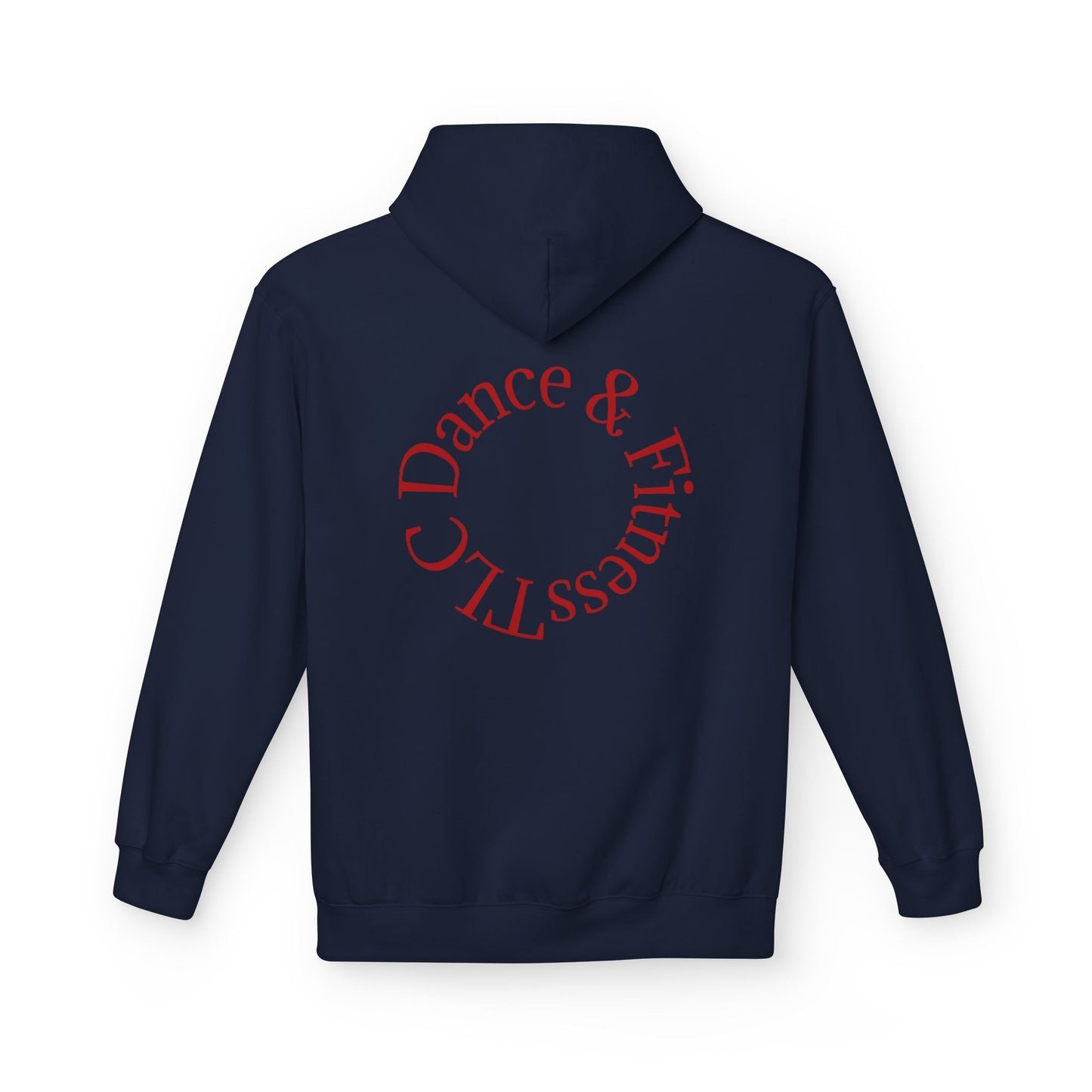 Dance & Fitness Studio Hoodie — Swirl Logo Chest + Circular Back Print