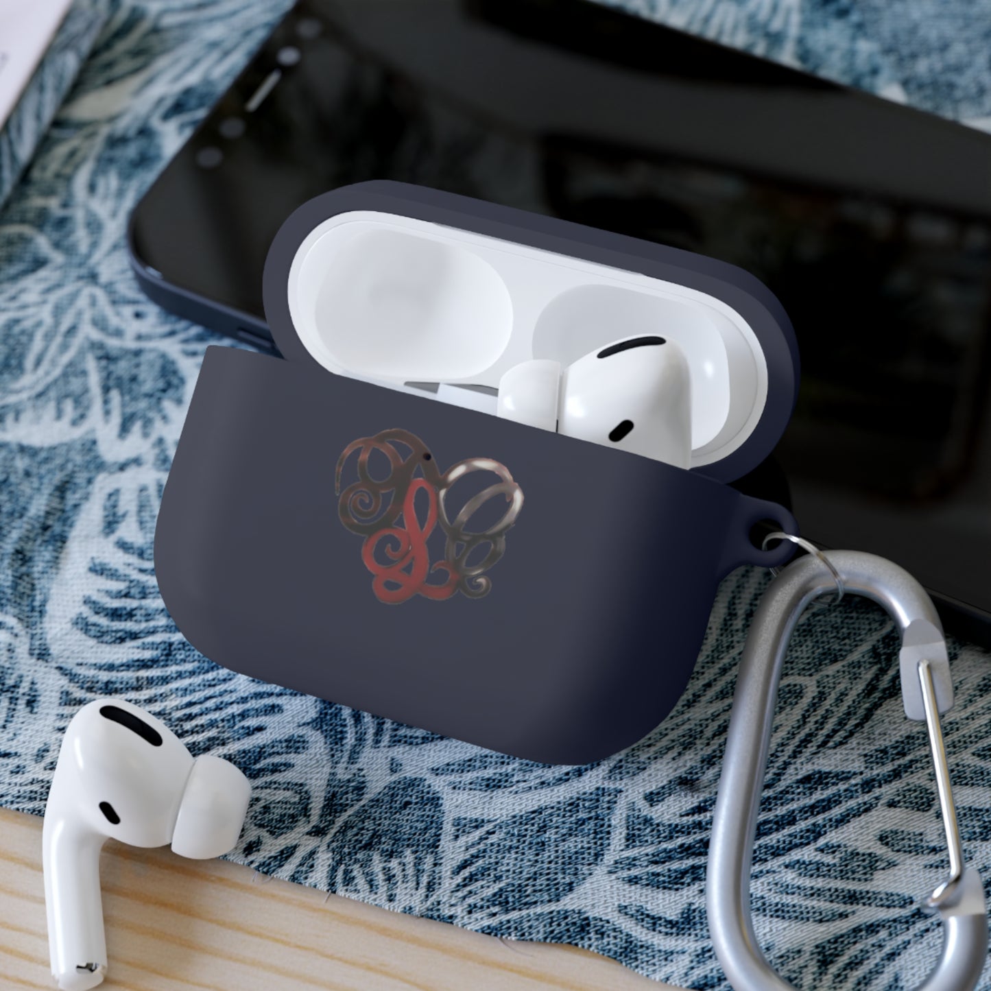 Monogram Heart AirPods Case Cover — Elegant Swirl Initials Design