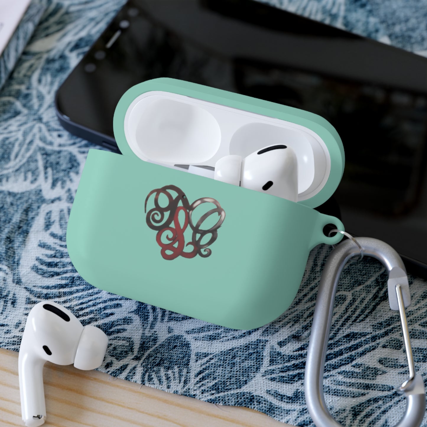 Monogram Heart AirPods Case Cover — Elegant Swirl Initials Design