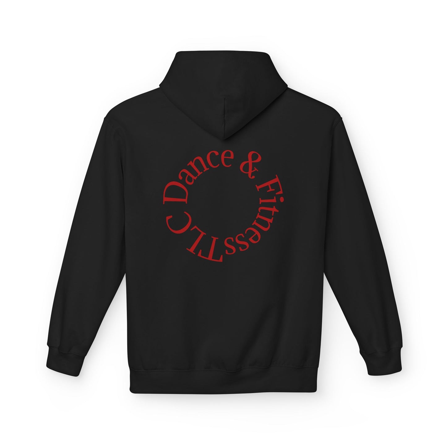 Dance & Fitness Studio Hoodie — Swirl Logo Chest + Circular Back Print